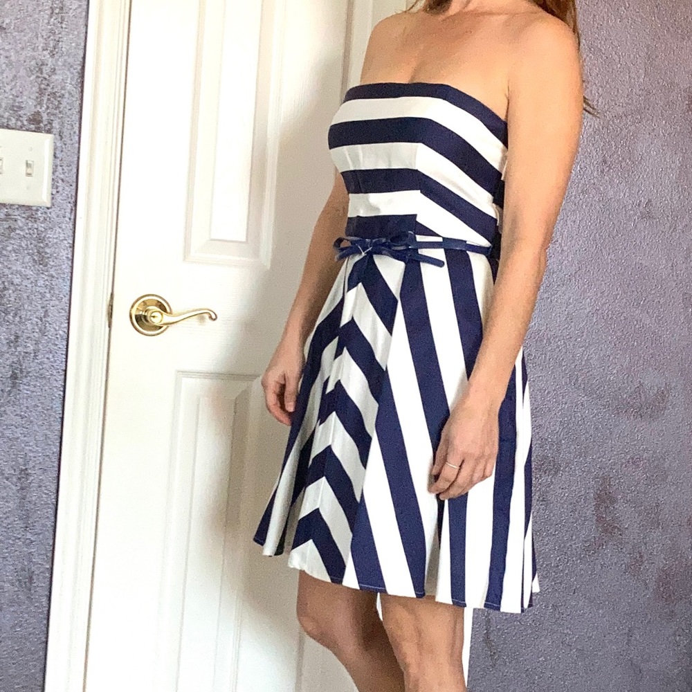 Blue and white striped summer dress